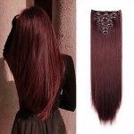 Extensii de par full head cu 8 piese Noilite drept 60 cm Castaniu Mediu T891